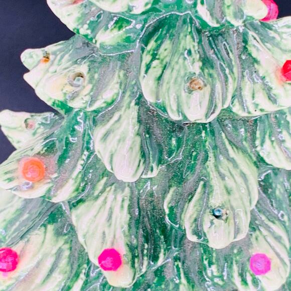 Ceramic Christmas Tree 8" Christmas Village Small Multicolored Lights Imperfect - Picture 7 of 7